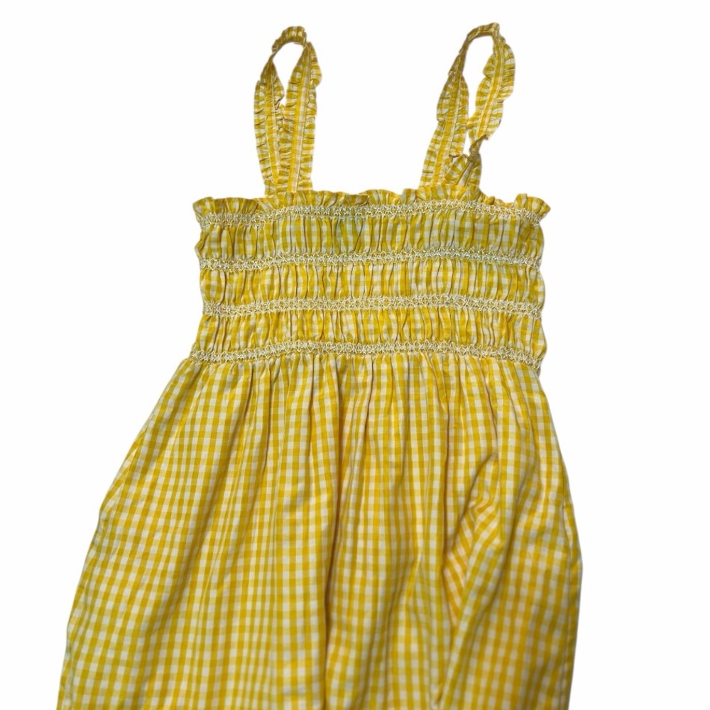 French Connection Ezeke Poplin Midi Dress In Yellow Gingham - Picture 3 of 7